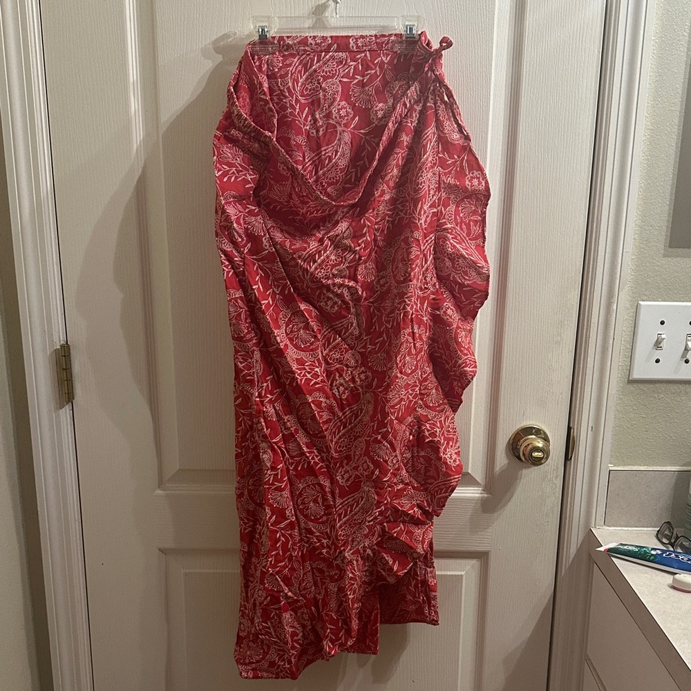 Universal Thread Orange Print Sarong-Style Skirt